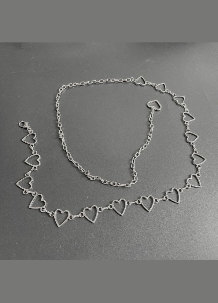 Цепочка с сердечками на ремень юбку джинсы серебристая No Brand (315401590)