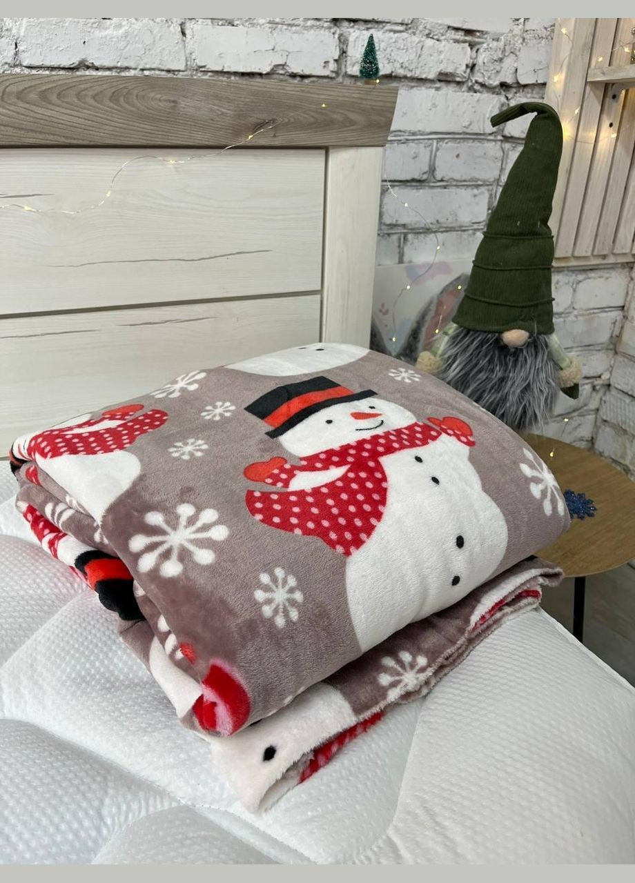 Плед новогодний теплый на кровать флисовое Серый 200х215 см No Brand (308755278)