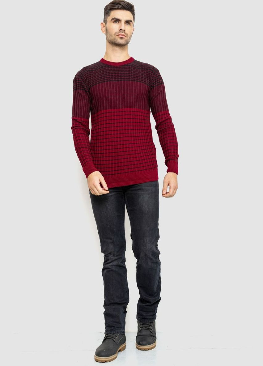 Комбінований зимовий светр чоловічий, колір бордово-чорний, Ager
