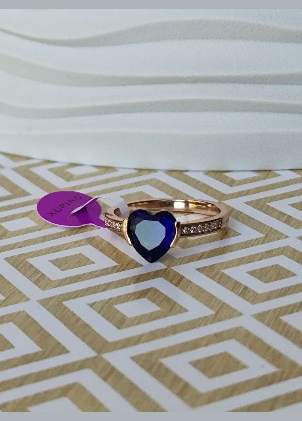 Кольцо ксюпинг xuping сердце синий камень позолота медзолото Xuping Jewelry (337114029)