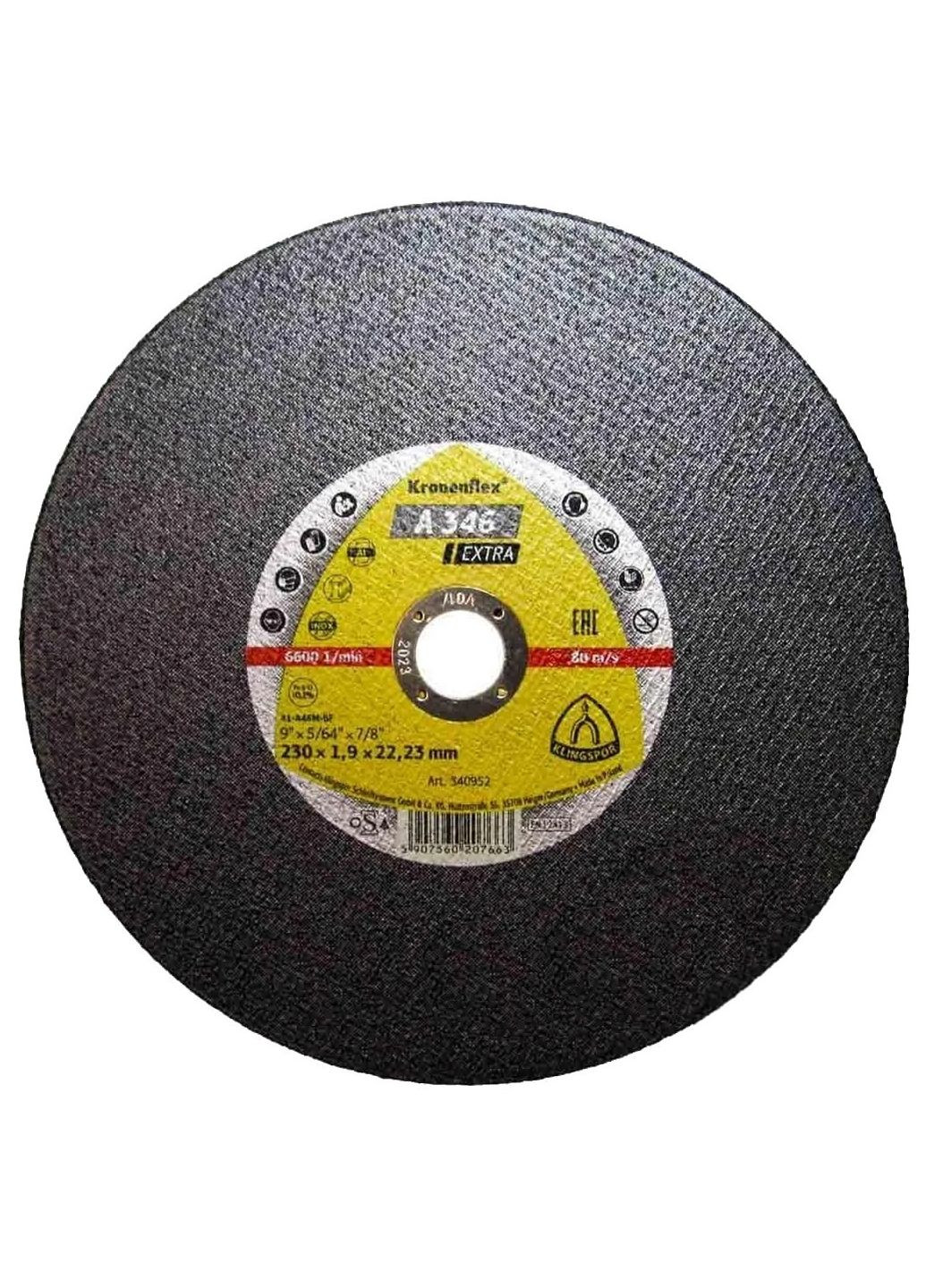 Відрізний диск Kronenflex A 346 Extra (230х1.9х22.23 мм) круг по нержавіючої сталі (23281) Klingspor (267819733)