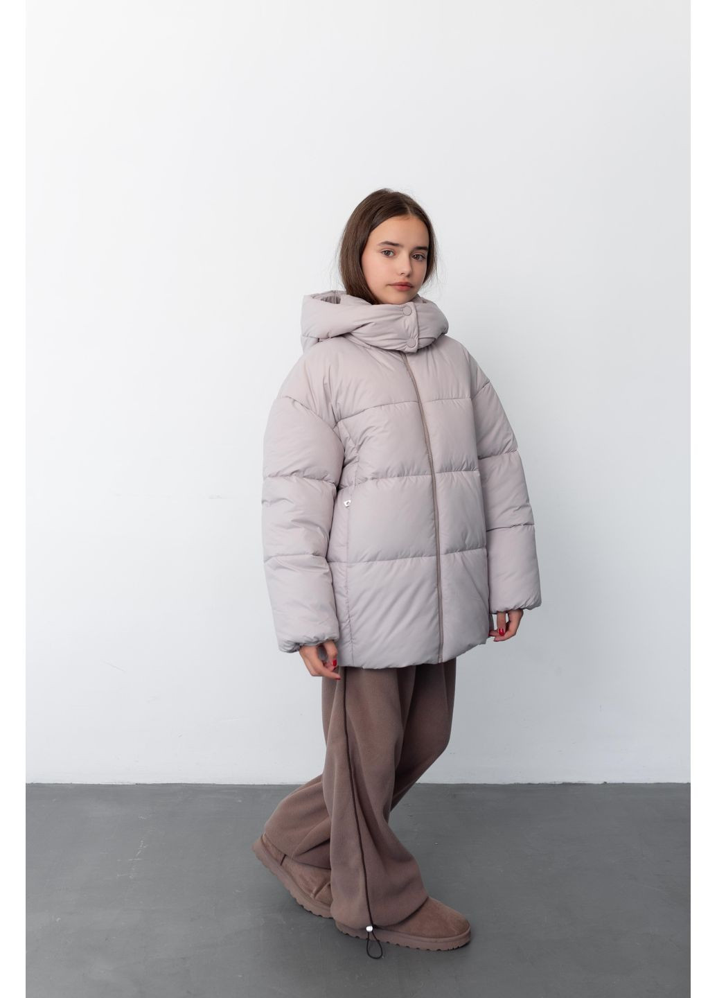 Комбинированная зимняя куртка св бежевый Cvetkov Леонора