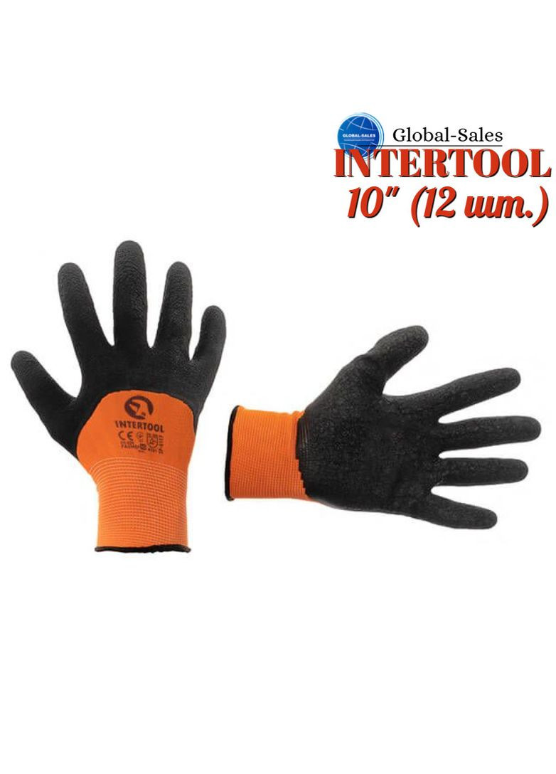 Рукавички латексна спінена посилена 10" (SP-0117) (12 шт.) Intertool (365253086)
