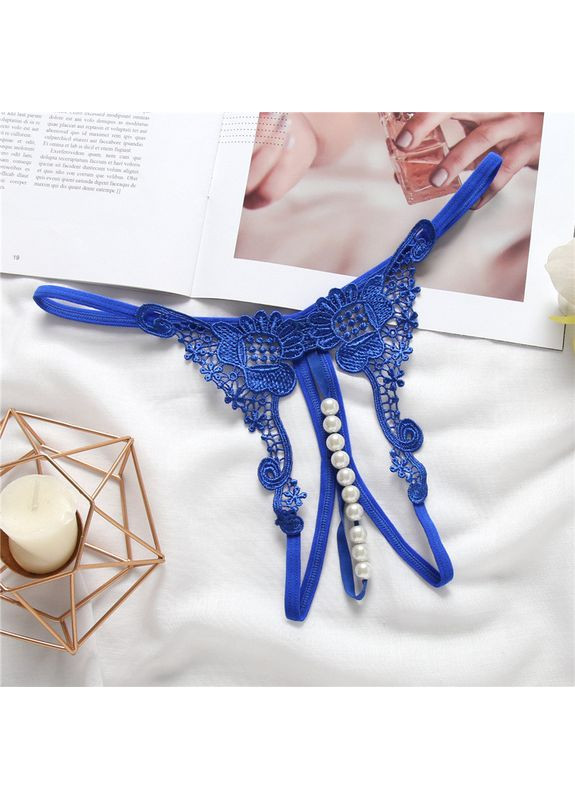 Кружевные трусики с открытым доступом и жемчугом. No Brand (362135735)