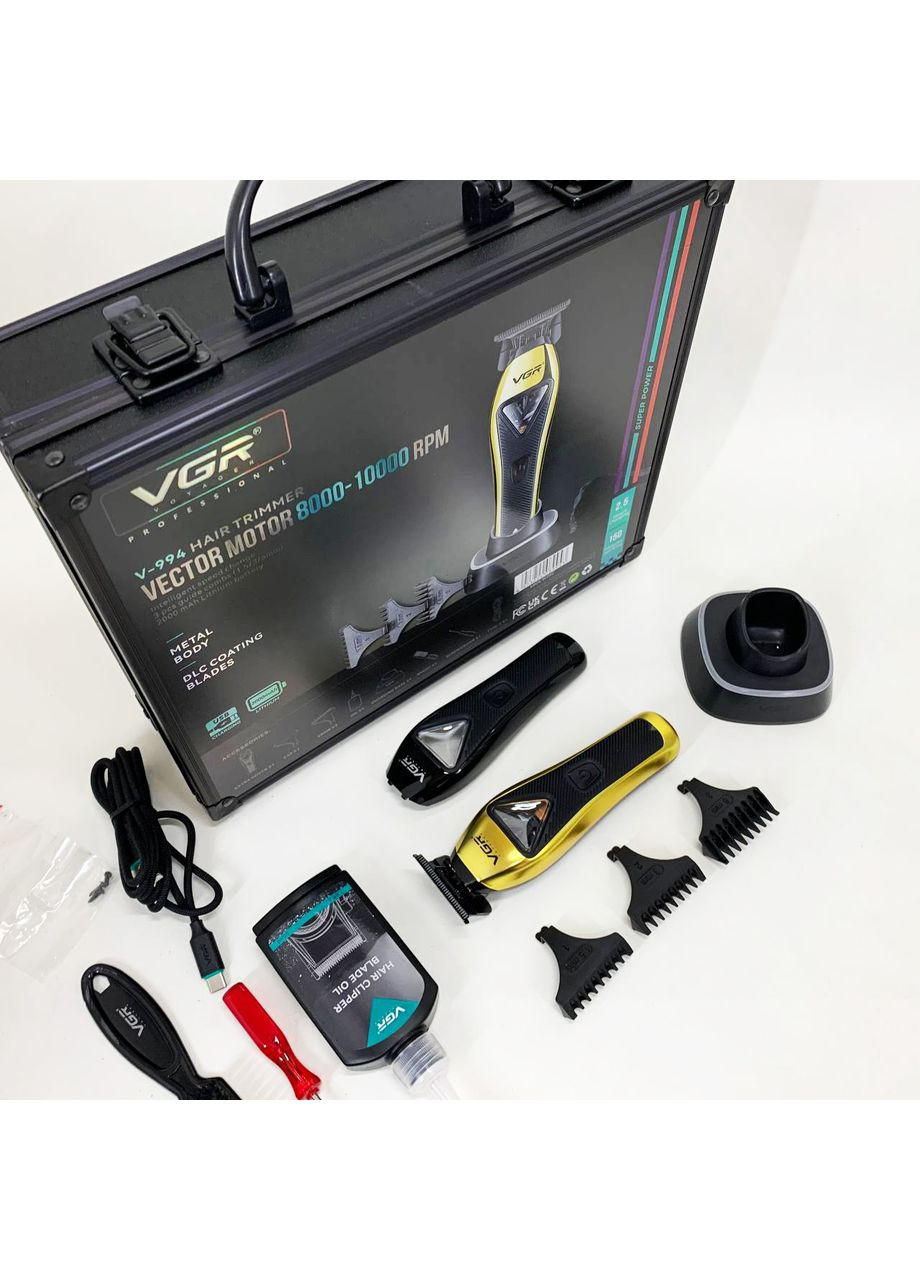 Триммер V-994, аккумуляторный, мотор MAGLEV VECTOR 3.0, 3 насадки, зарядная станция, кейс VGR (364666106)