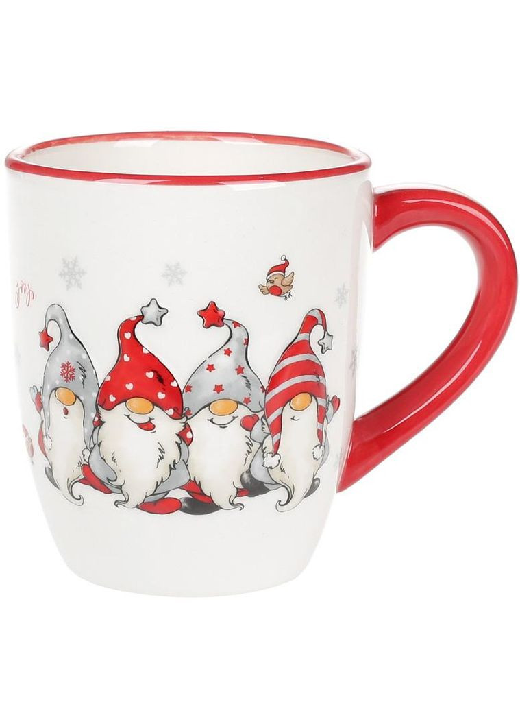 Кружка керамическая Веселые гномы 360мл для чая и кофе с объемным рисунком гномики с подарками Bona (368976520)