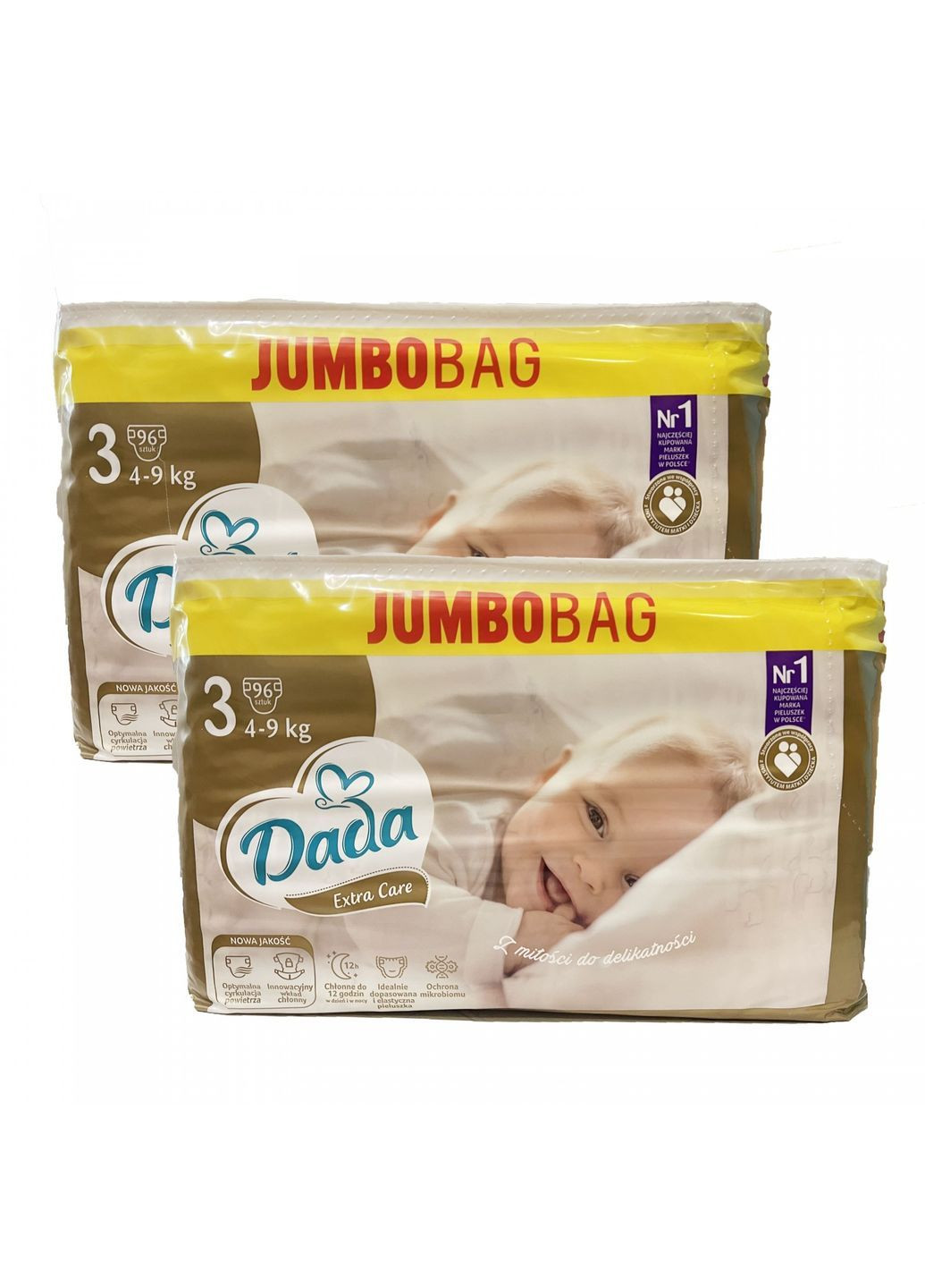 Дитячі одноразові підгузки Extra Care Jumbo Bag 3 MIDI (4-9 кг) 192 шт Dada (369458302)