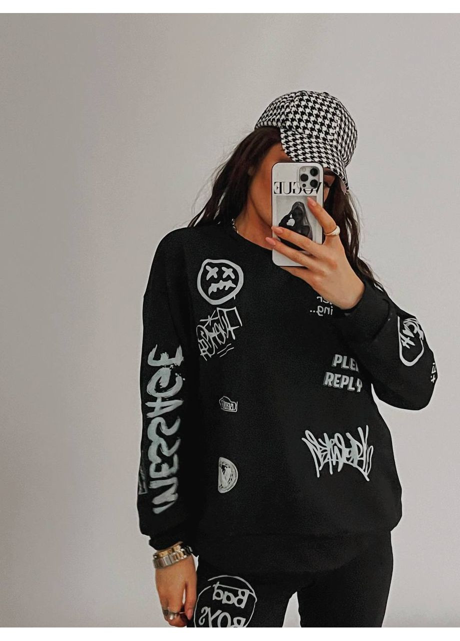 Костюм двійка штани та кофта двонитка з принтами Україна (350633931)