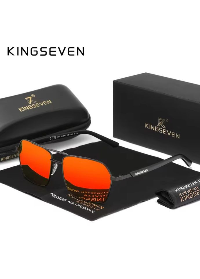 Чоловічі поляризаційні сонцезахисні окуляри 9201 Black Red KINGSEVEN (323135086)