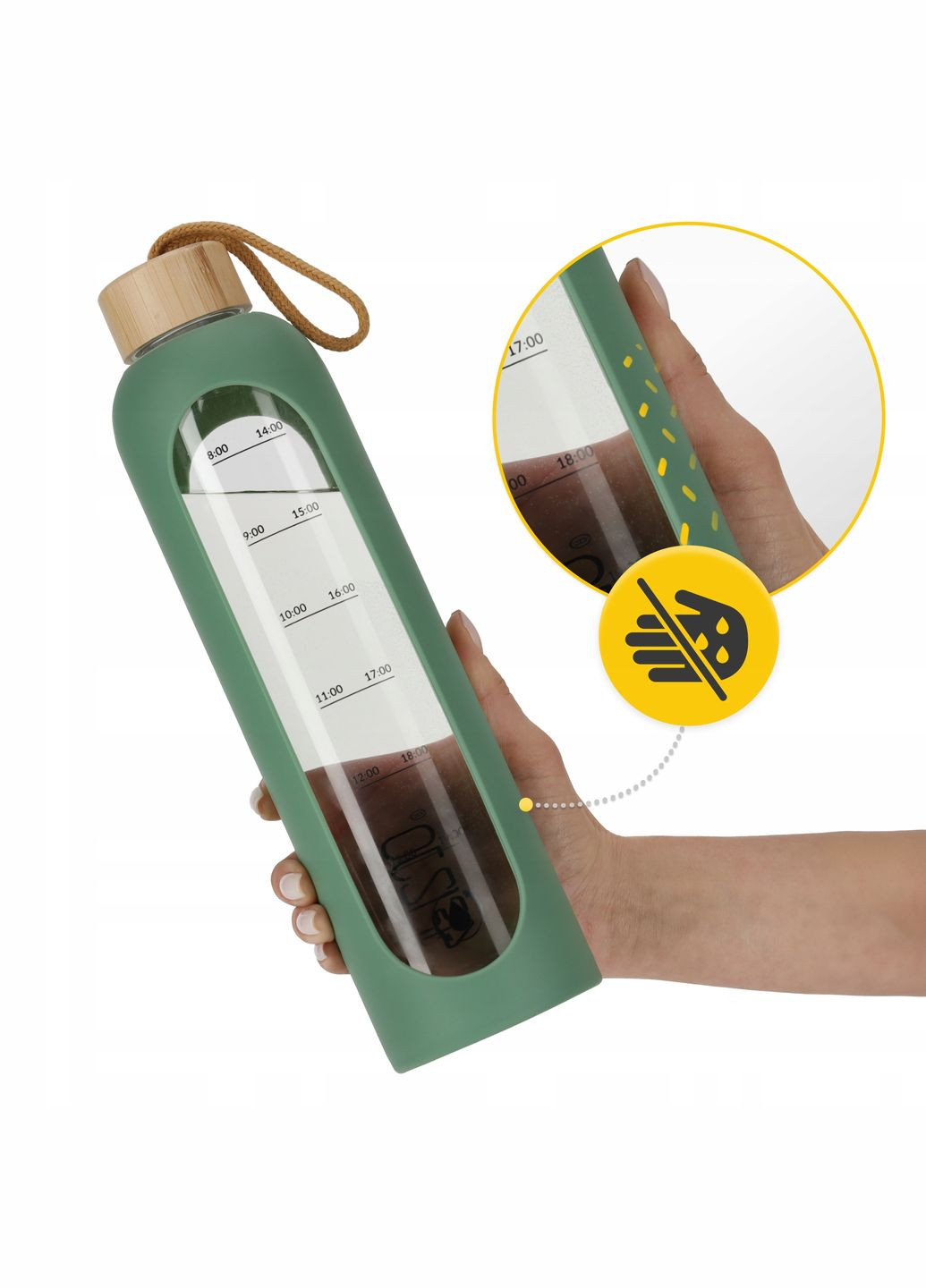 Пляшка для води спортивна 1000 мл скляна Olive (P-5905973403900) 4FIZJO (311505590)