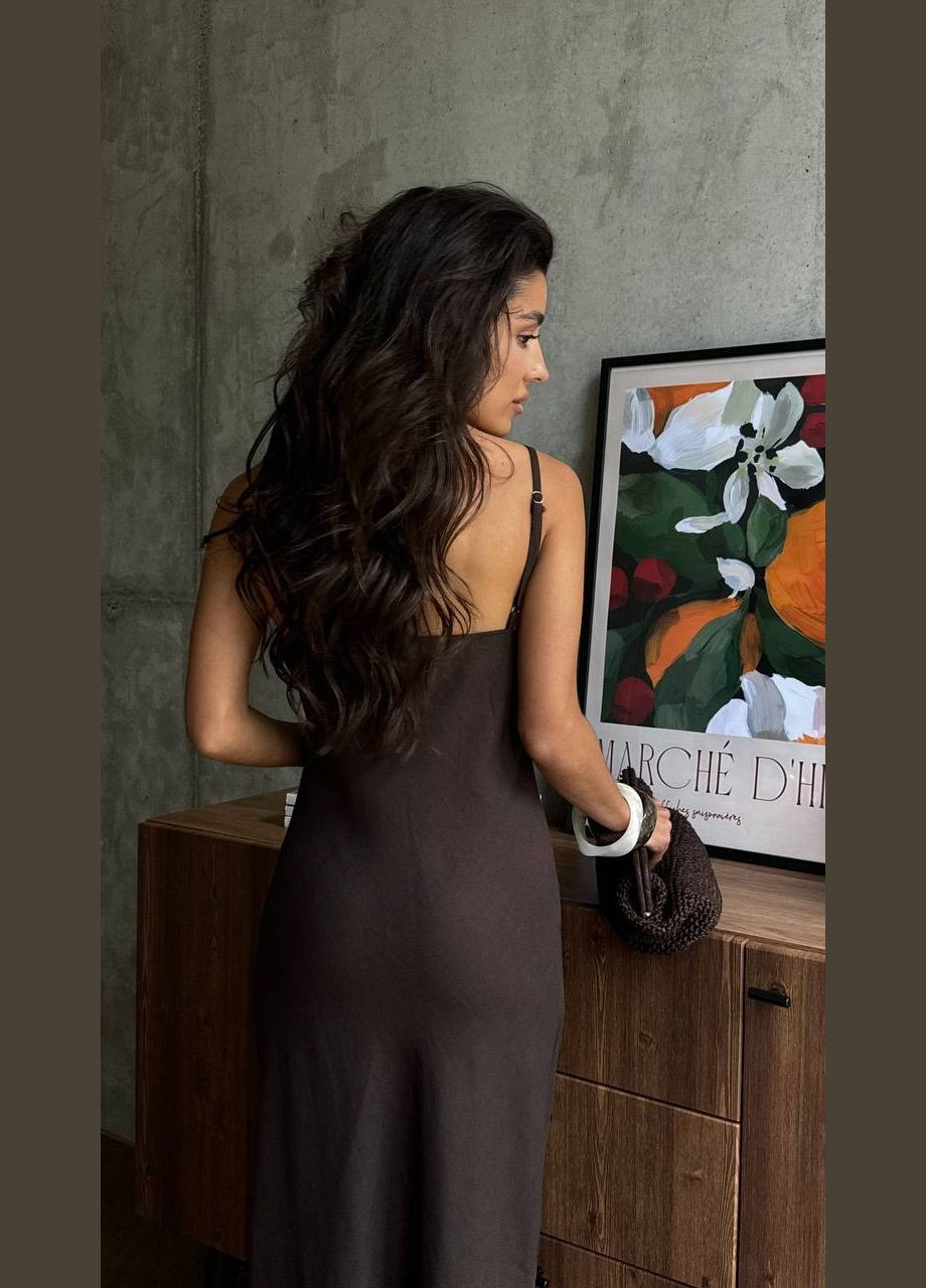 Коричневое праздничный, повседневный, коктейльное, вечернее женское платье макси Avanti однотонное