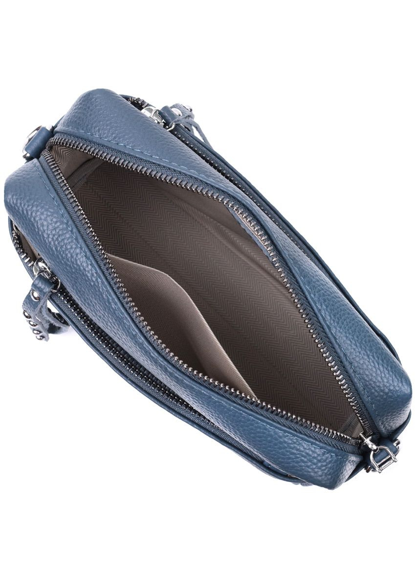 Женская кожаная сумка из стильным бегунком 22652 Синяя Vintage (331910525)