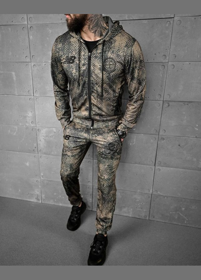 Стильний спортивний костюм чоловічий Stone Island & New Balance зелений Freedom (322700710)