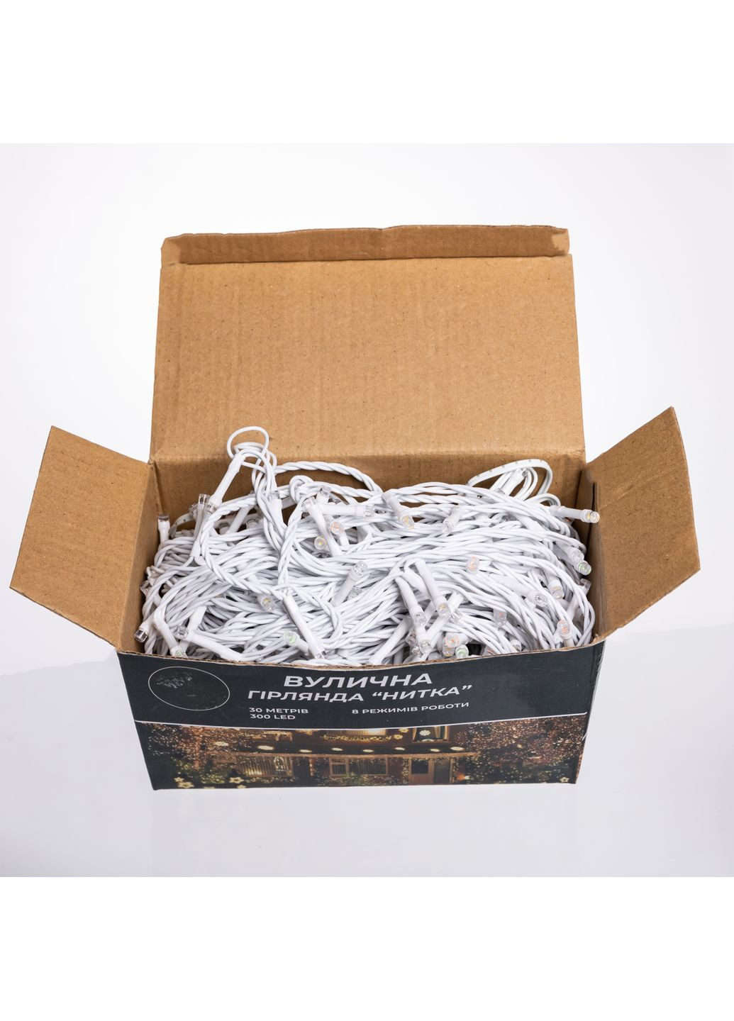 Гирлянда Нить уличная 300 LED 30 м от сети белая нить, мультицвет GarlandoPro (363840777)