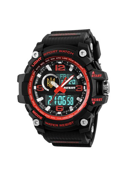 Наручний спортивний годинник з тризубом чорний і червоний будильник календар секундомір ProDobro (367266940)