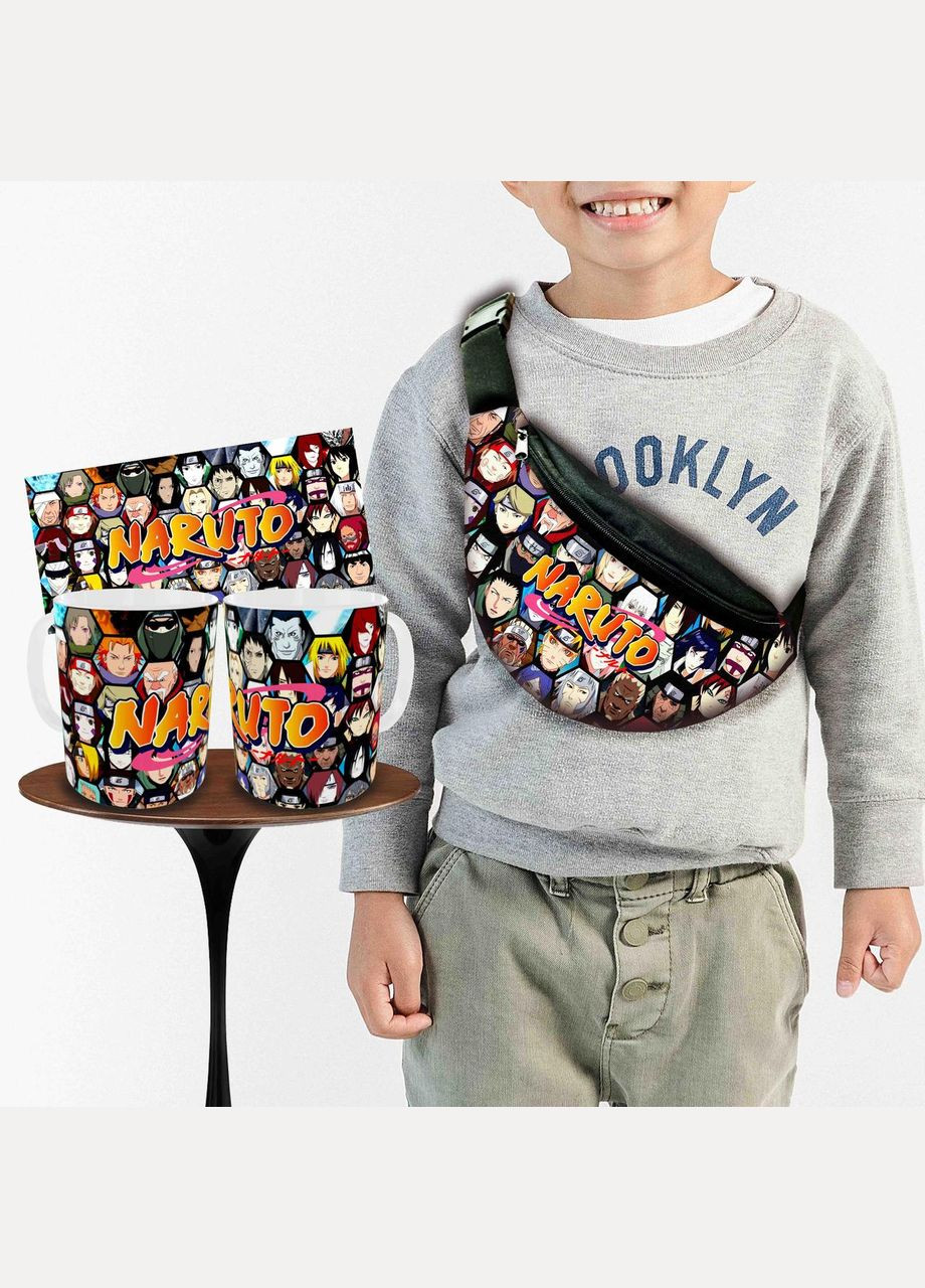 Набір: дитяча сумка-бананка+кружка Аніме Наруто 32х15см, бананка для хлопчика через плече на подарунок (0307) No Brand (319760212)