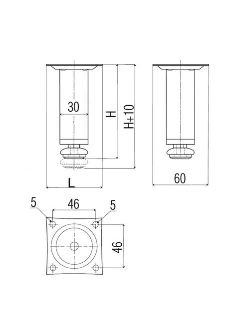 Ножка d 30 h 100 черная Fenix (289478929)