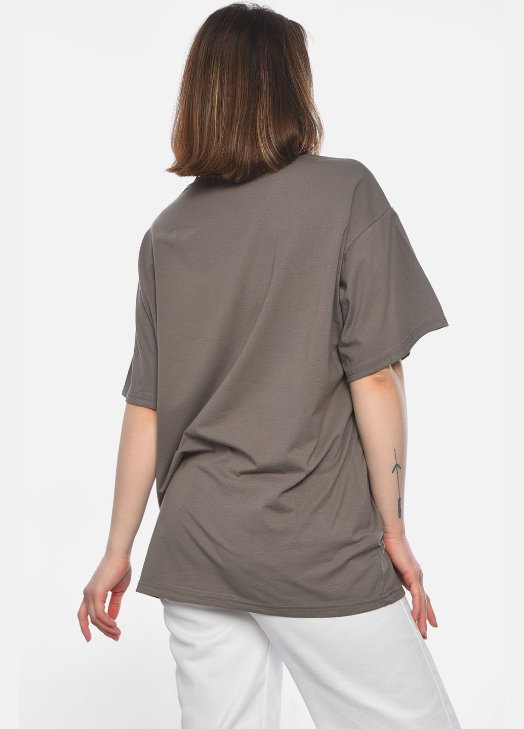 Сіра літня футболка жіноча напівбатальна сірого кольору Let's Shop