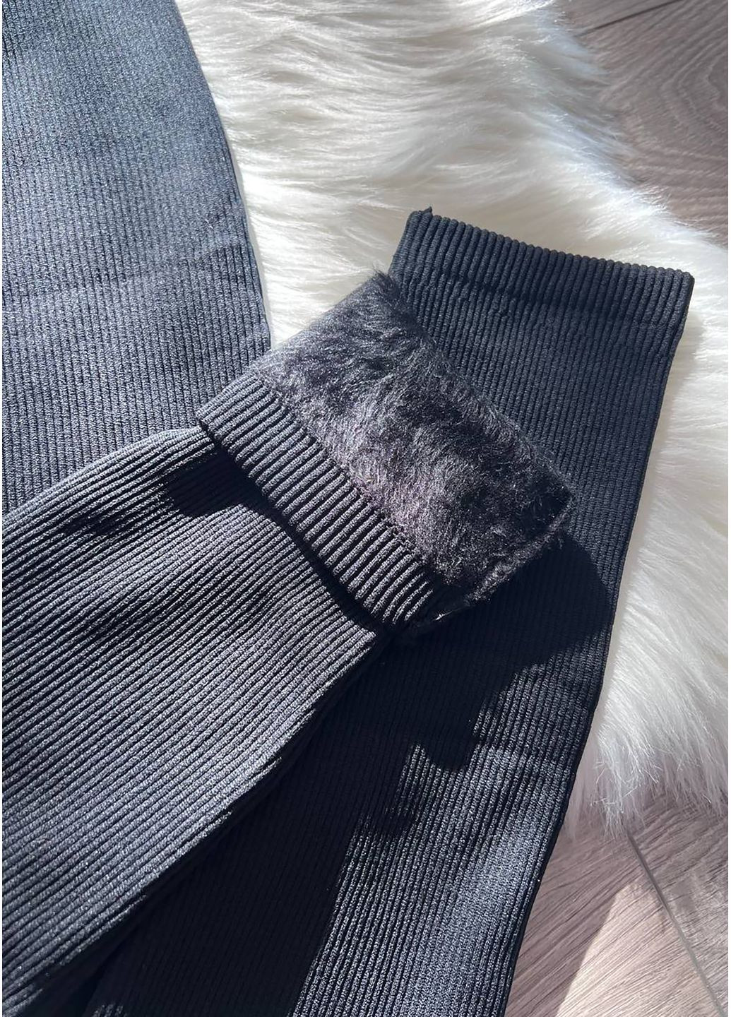 Стильные женские лосины с рубчиком на утеплении InFashion Лосини (370270013)