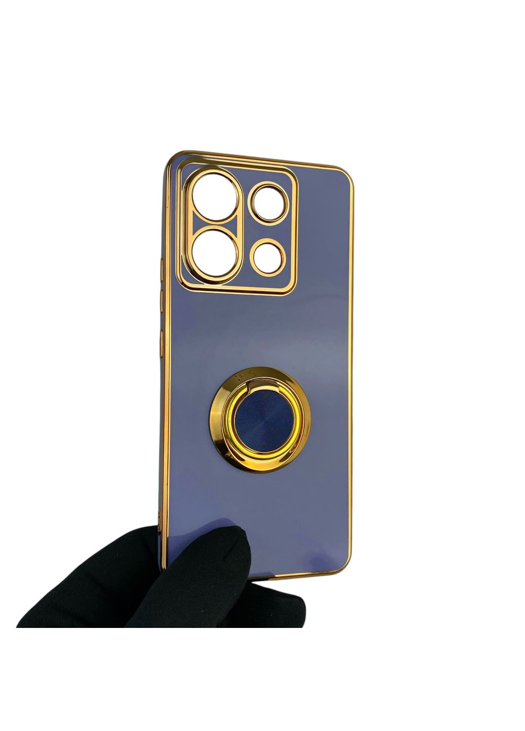 Чехол для POCO X6 с кольцом-подставкой с золотой окантовкой на поко х6 синий gs1 Xiaomi (366234150)