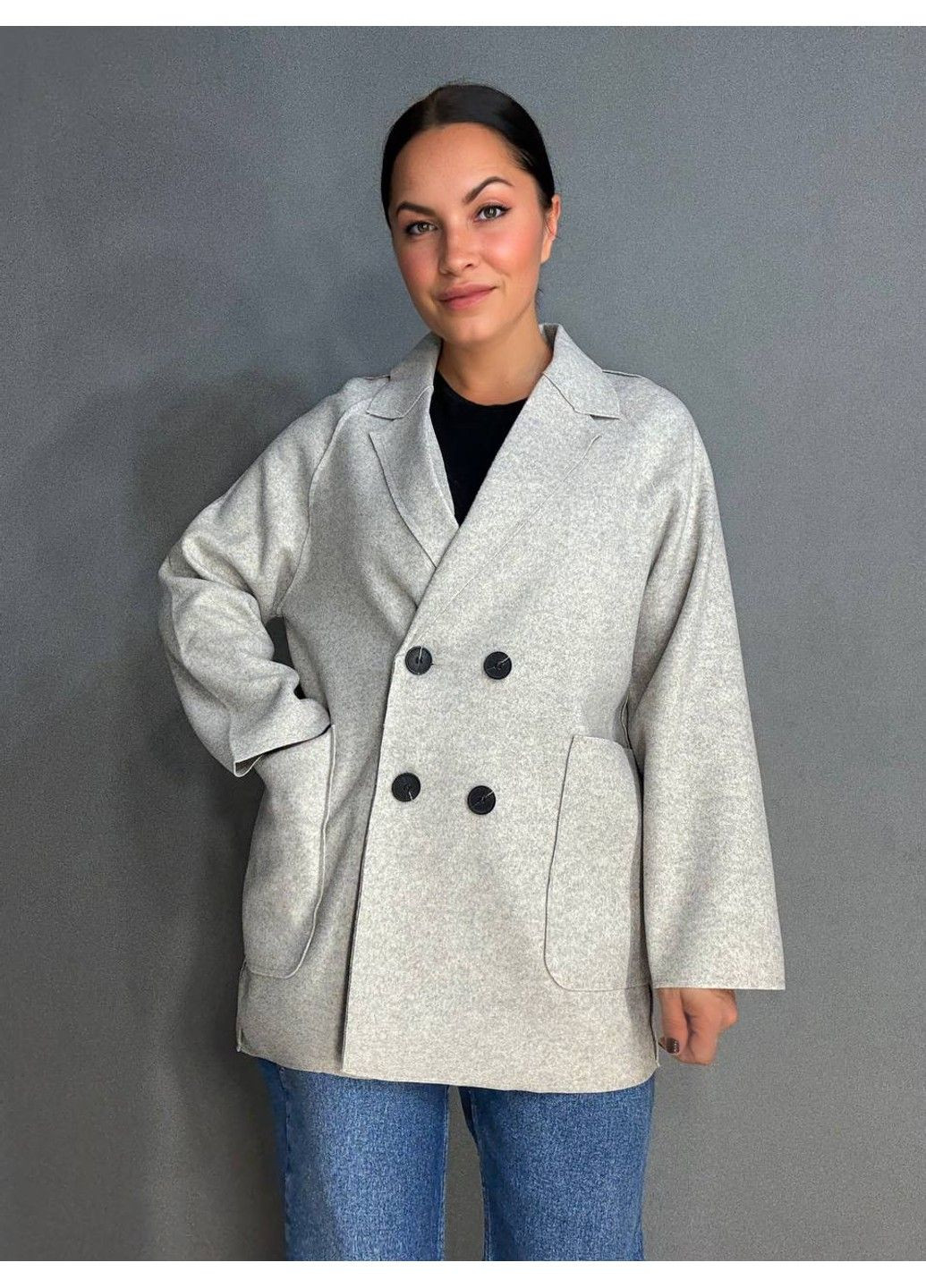 Жакет жіночий 2057 оверсайз подовжений з кишенями бежевий Lady yep (348791512)