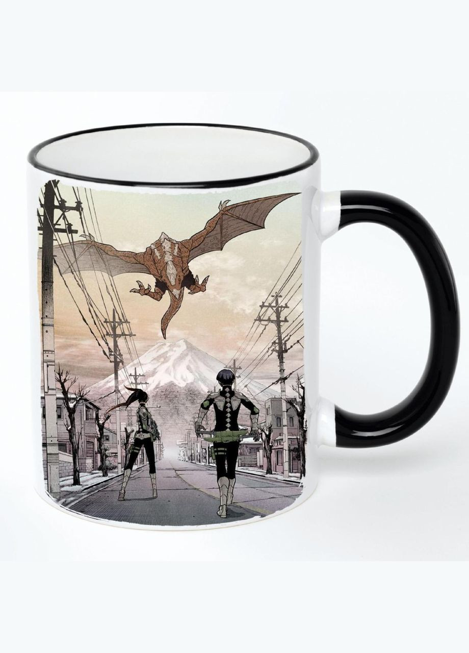 Чашка Кайдзю Аніме #005 (кухоль, кружка) Біла з чорною ручкою 330 мл No Brand (322712161)