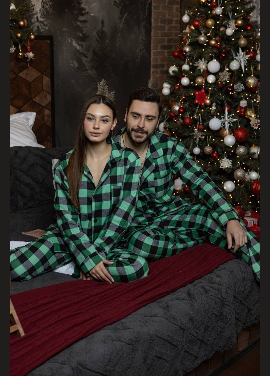 Изумрудная пижама фланелевая рубашка + штаны все размеры No Brand