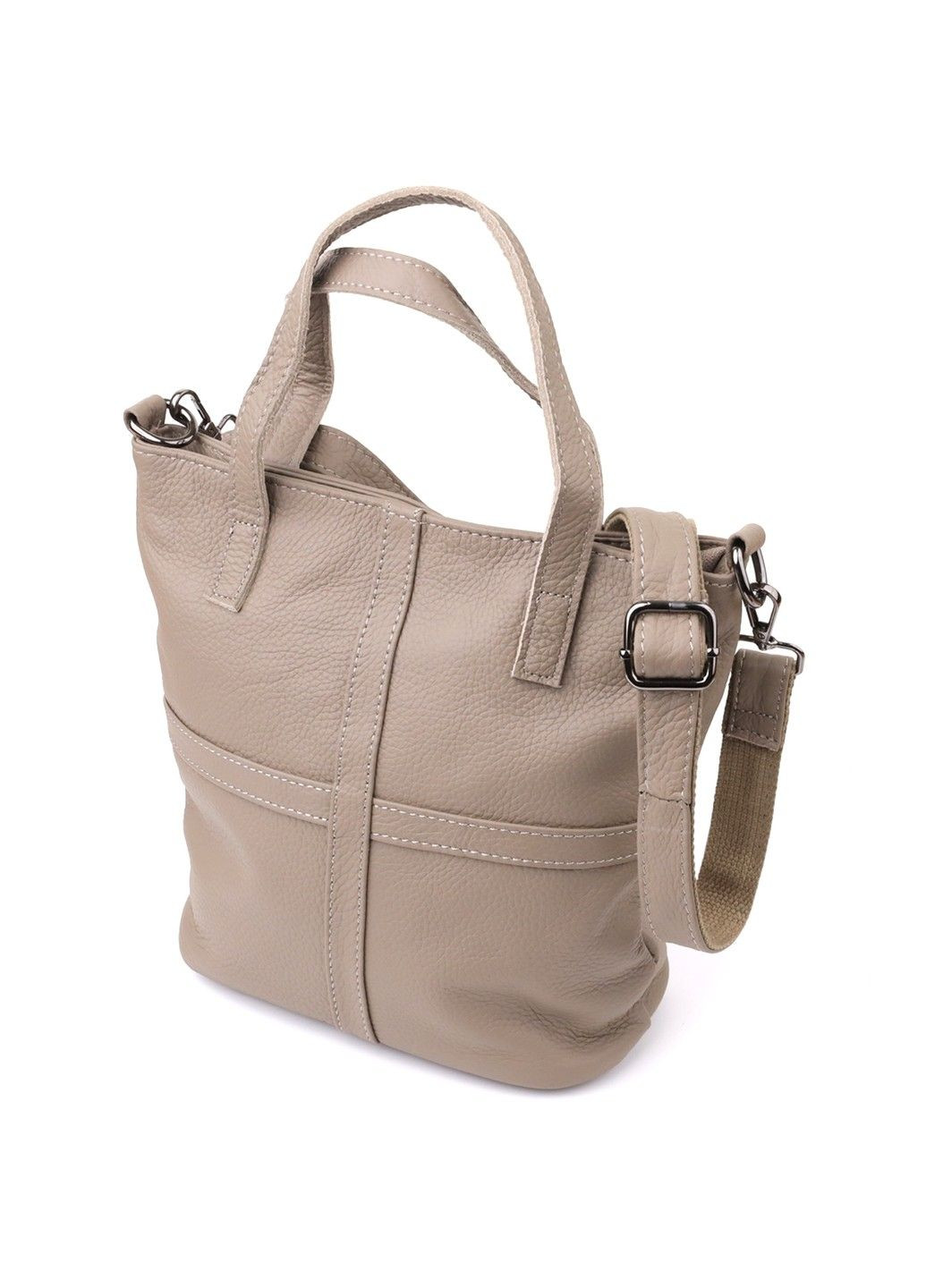 Удобная женская сумка с ручками из натуральной кожи 22996 Серый Vintage (357494967)