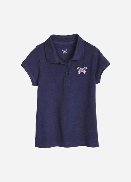 Синяя детская футболка-поло (набор 2шт) для девочки Lupilu в полоску