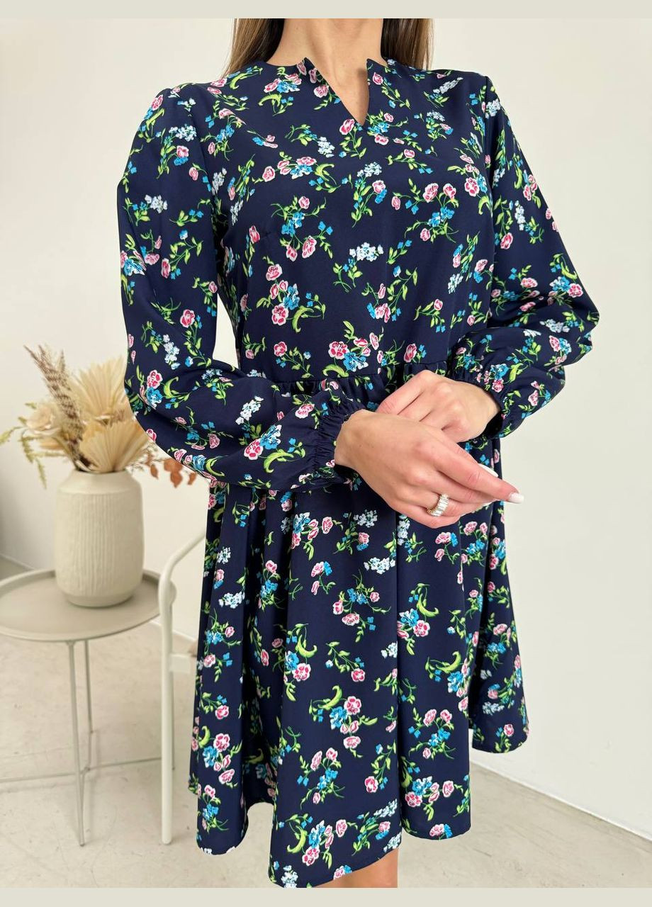 Синя повсякденний жіноча сукня в квіточку софт No Brand з квітковим принтом