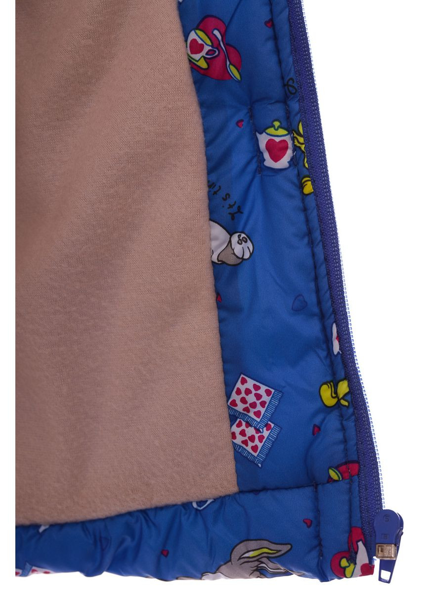 Синий зимний комбинезон на синтепоне для девочки с принтом кролика евро ноль синий см (27716) BABYKROHA