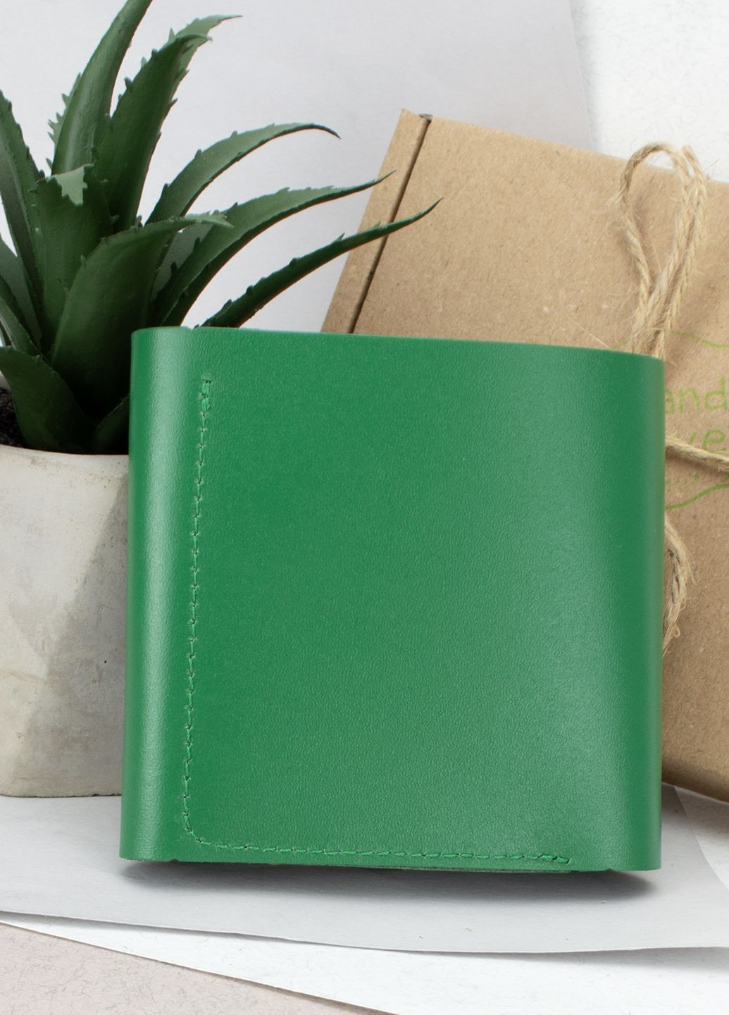 Кошелек женский кожаный маленький на кнопке HC0062 зеленый HandyCover (331879775)