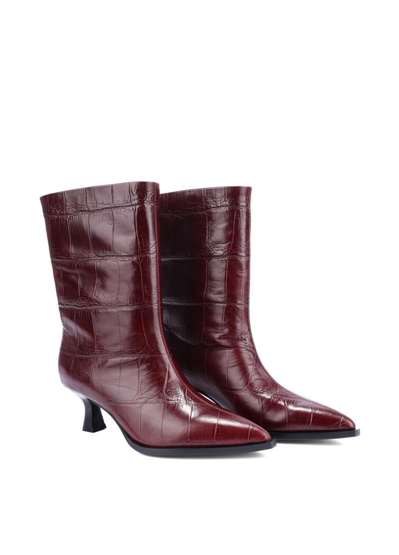 Осенние женские ботинки 883h-0820-n536 бордовый кожа MIRATON