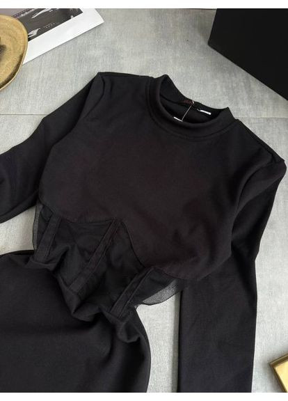 Черное женское приталенное черное платье, размер (арт. 605) No Brand