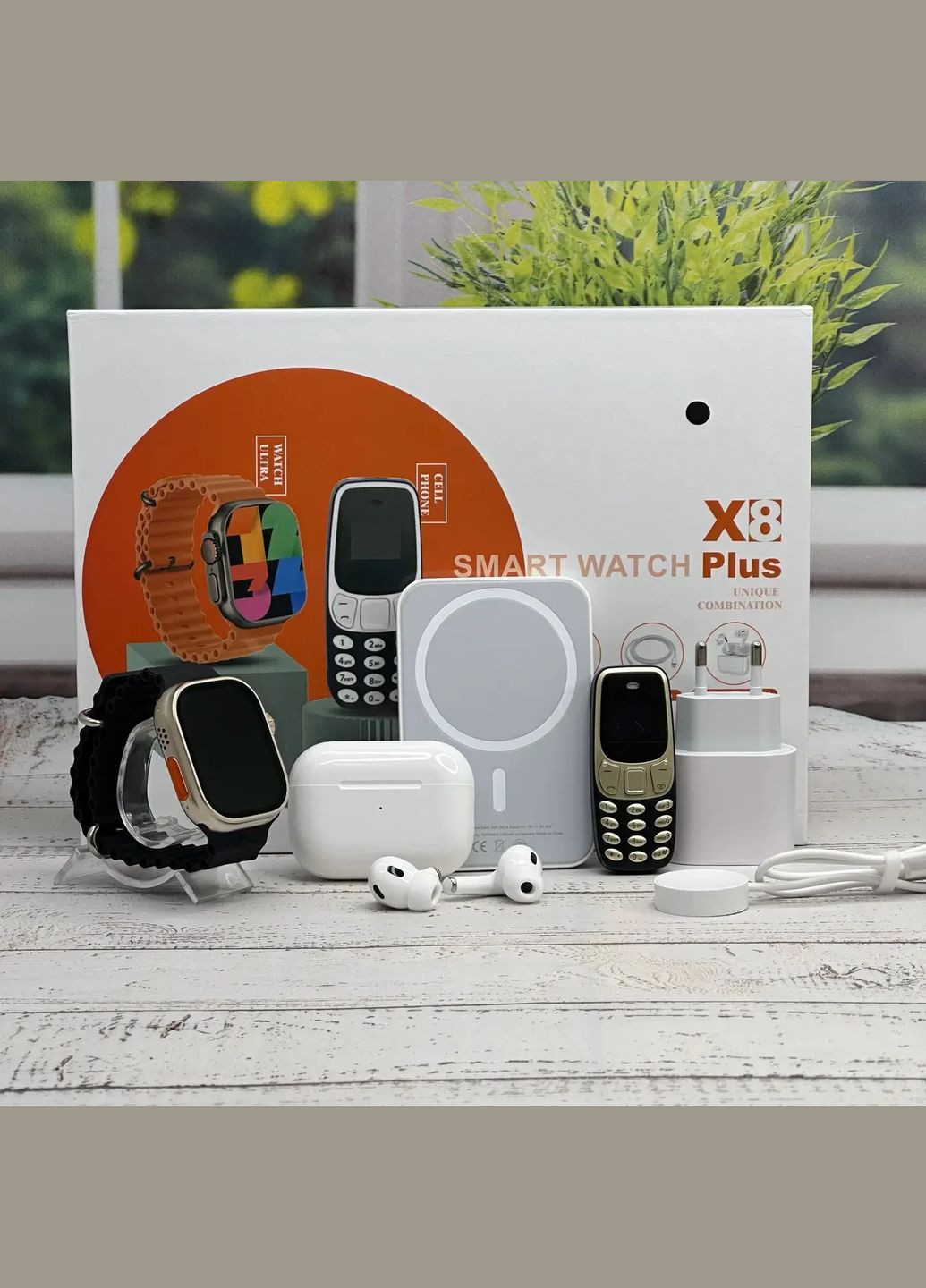 Набір смарт годинник Ultra 2 навушники air pro powerbank кнопковий телефон зарядний блок комплект Smart Watch (334314659)