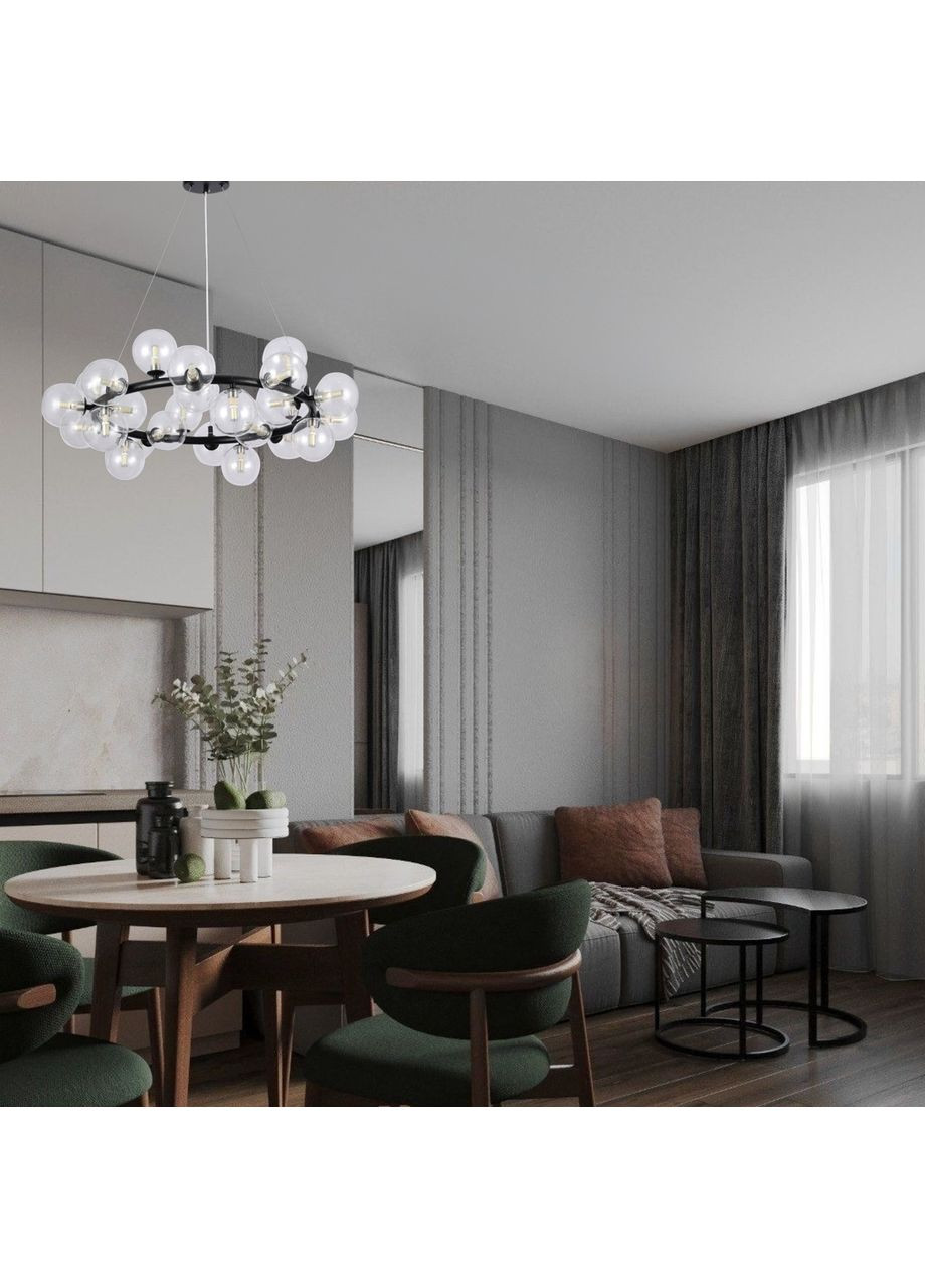 Черная круглая люстра на 25 ламп с прозрачными плафонами (84-1019-25 BK+CL) No Brand (370069951)