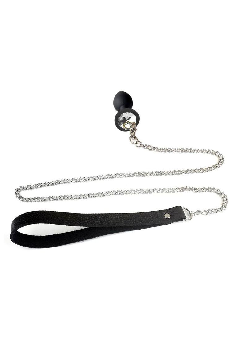 Силиконовая анальная пробка Art Sex Metal Anal Plug with Leash size L с поводком Black No Brand (366876971)