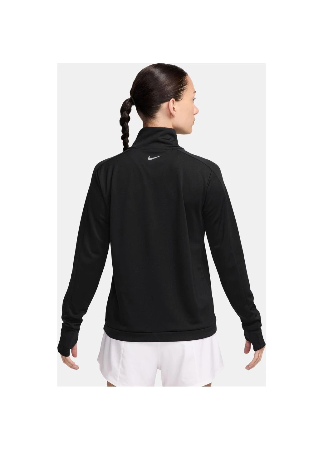 Реглан для бега женский черный HJ2225-010 Nike SWOOSH DRI-FIT 1/2-ZIP MID LAYER (401821877)