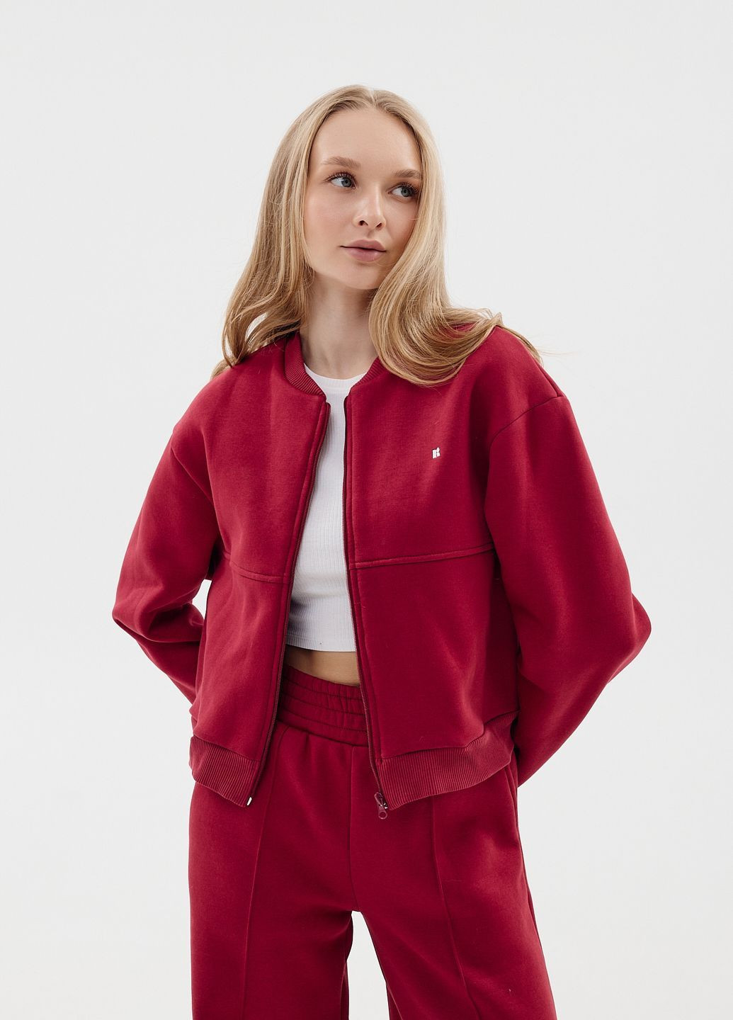 Жіночий спортивний костюм на флісі коротка кофта бомбер Kindamor GreateWom (362379165)