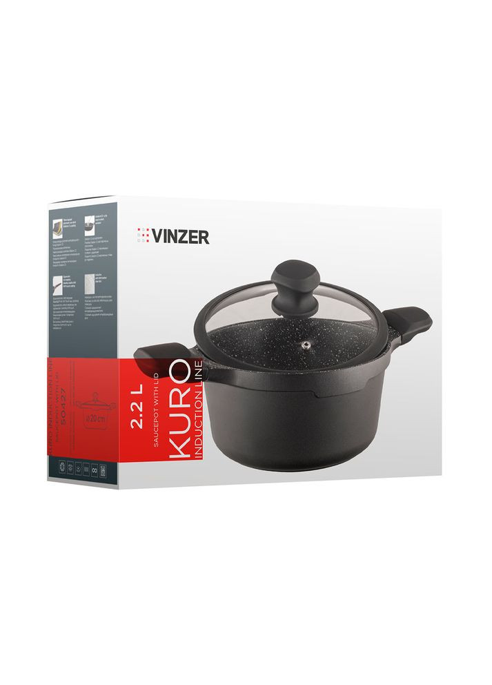 Каструля 2,2 л Kuro Induction Line індукційне дно литий алюміній Vinzer Кастрюля 2,2 л Kuro Induction Line индукционное дно литой алюминий (304728690)