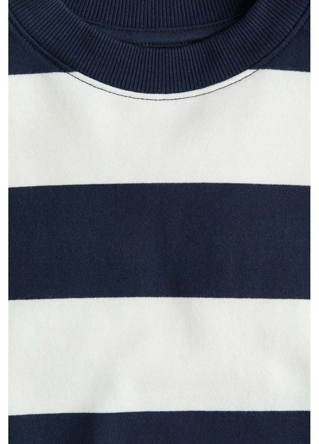 H&M дитячий теплий світшот для хлопчика різнобарвний (25090801) смужка комбінований повсякденний двунитка з начосом