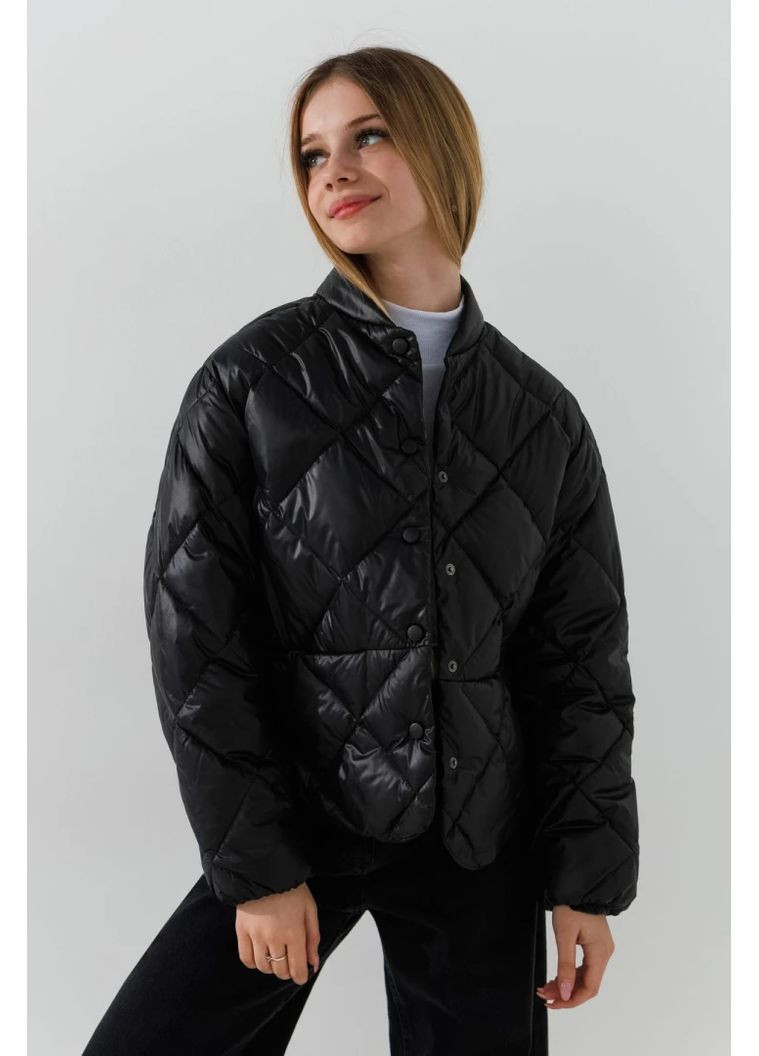 Черная демисезонная куртка для девочки gbc02333 152 см черный shop (2000991033382) LAWA