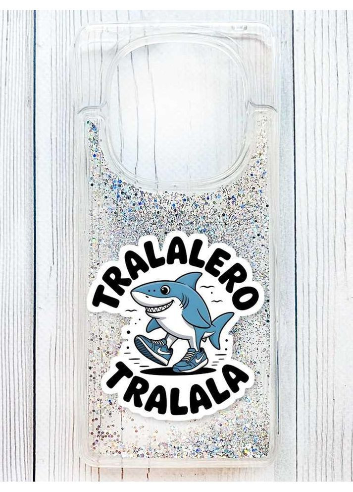 Чохол з плаваючими срібними блискітками на Xiaomi Redmi Note 14 Pro 4G Акула Тралалеро Тралала (принт 416) Creative (364316616)