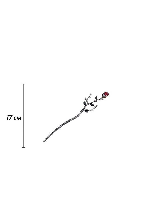 Палочка-заколка для волос "Серебряная Роза с бутоном" из металла в китайском стиле длиной 17 см No Brand (332987638)