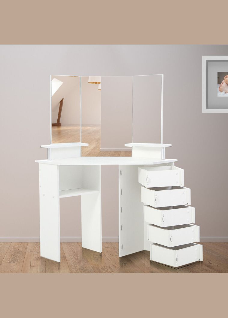 Туалетный столик TRIO угловой с зеркалом белый Chomik (362027936)