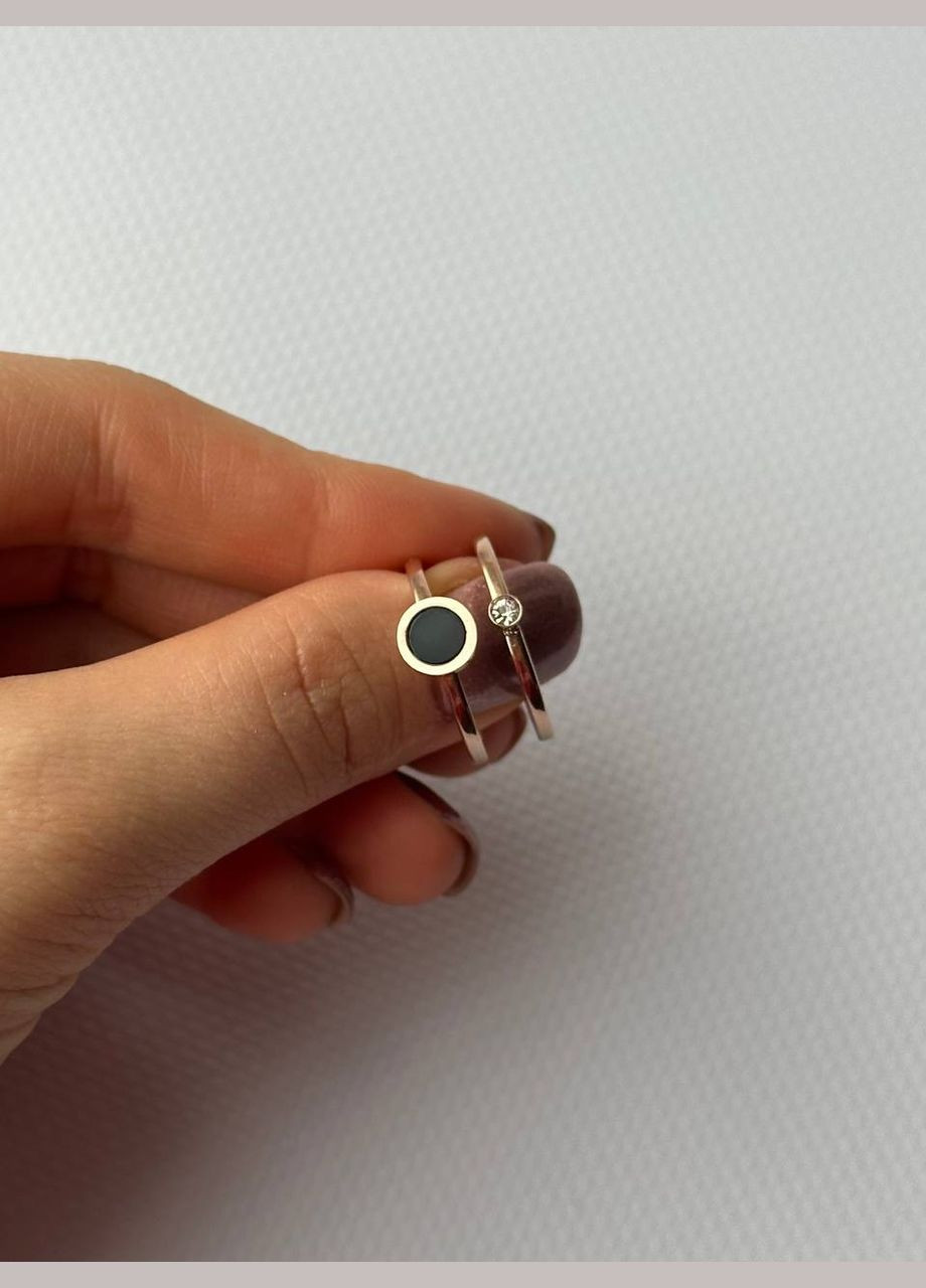 Жіноче стильне кільце подвійне декор цирконій вставка чорна акрилова медична сталь ( ) Xuping Jewelry (330618919)