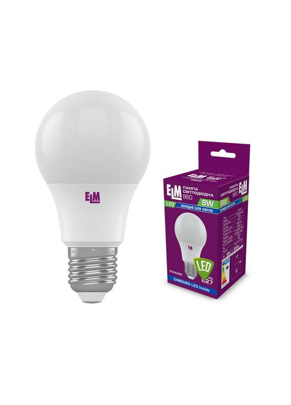 Лампа світлодіодна стандартна 8W E27 4000K (18-0186) ELM (368679496)