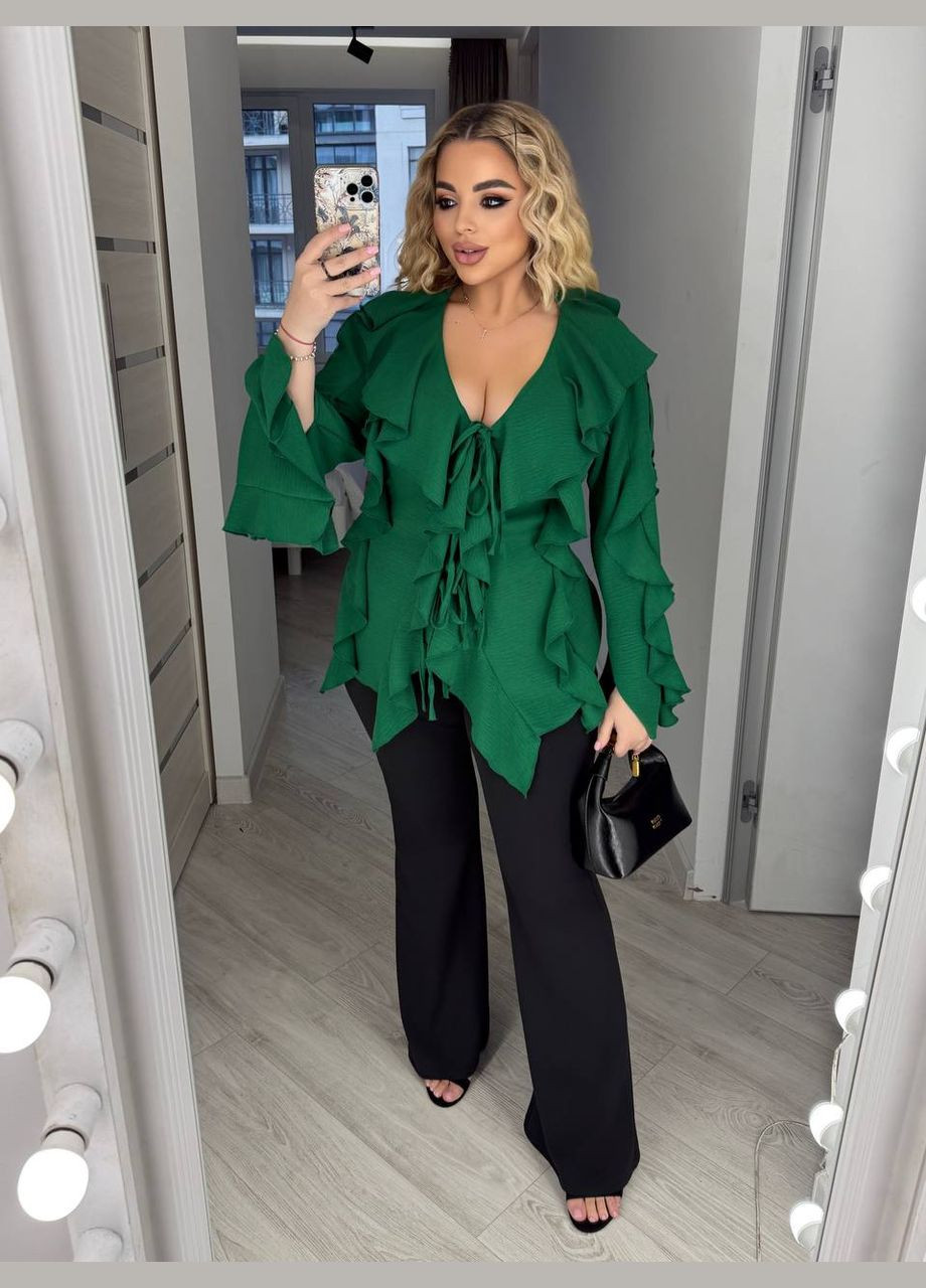 Зелёная блуза с рюшами Україна