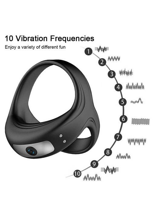 Потрійне ерекційне віброкольцо на пінис і мошонку USB - Чорний No Brand (329445142)