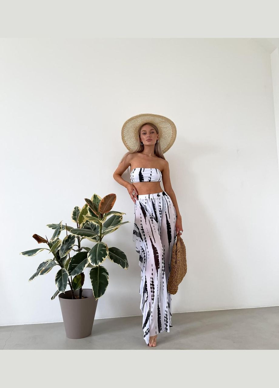 Білий літній купальник + штани sw1394/1 роздільний Ghazel